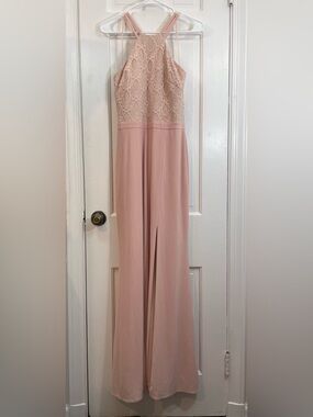 Morgan & Co. Blush Pink Lace-Top Formal Gown Prom Dress Bridesmaid Size 11/12